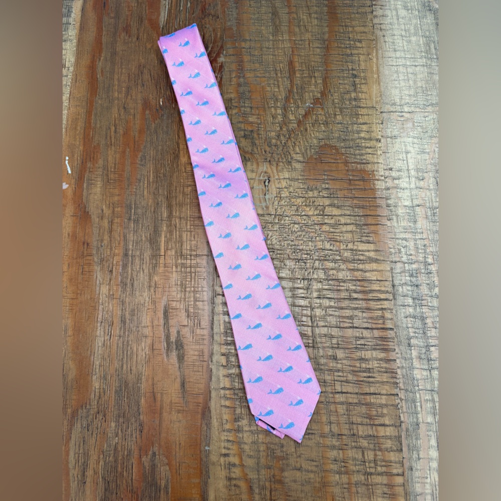 Ralph Lauren Pink Tie with Blue Whale Pattern